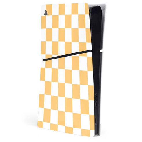 Yellow and White Checkerboard PS5 Slim Digital Edition Console Skin
